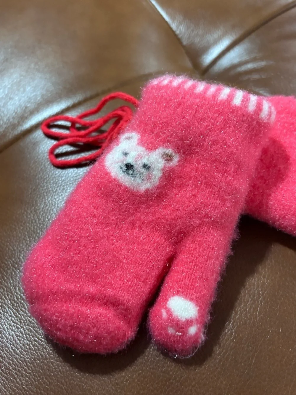 NWT Kids Pink Bear Mittens - Cozy Winter Gloves